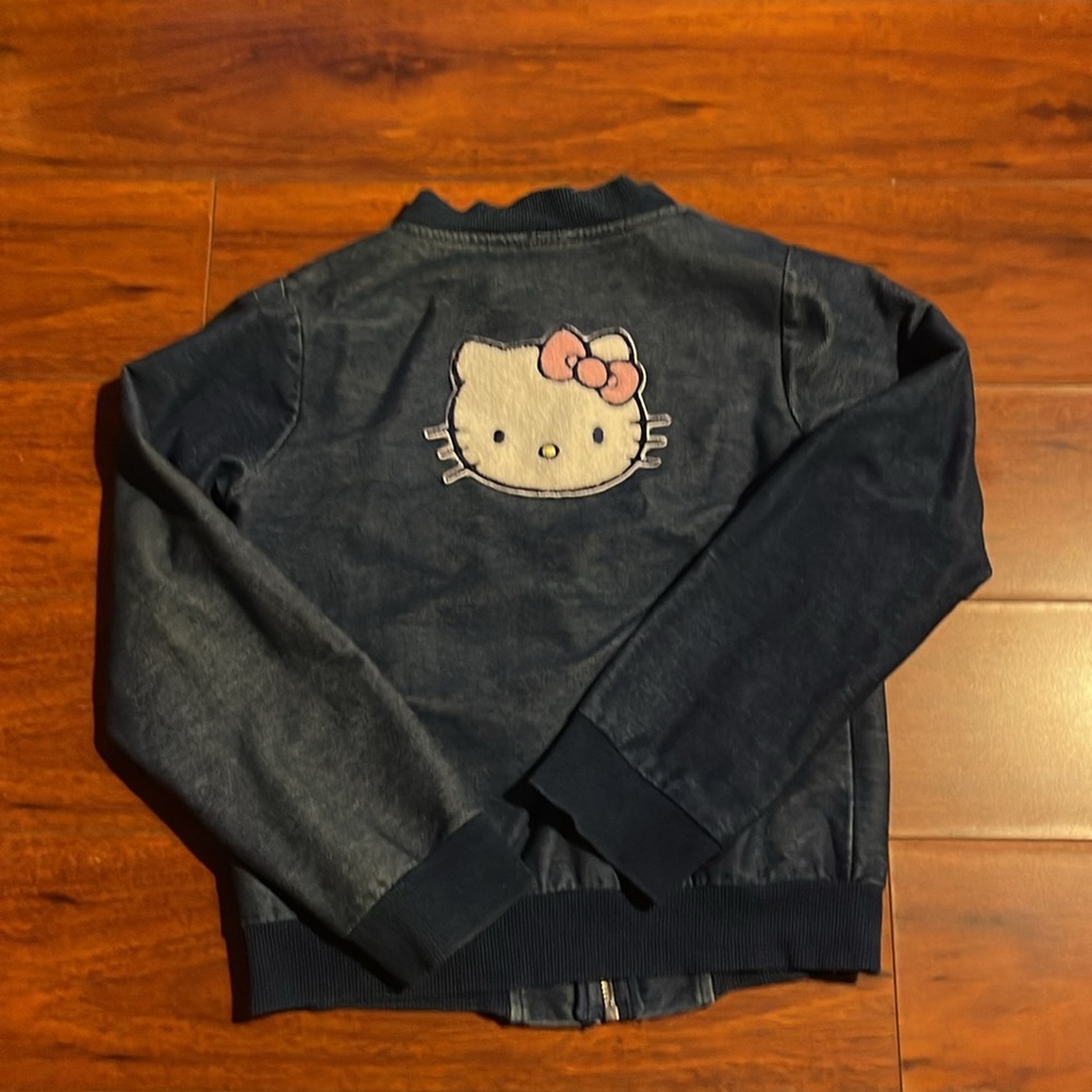 Hello Kitty | zip up blue denim like - but softer jacket | size 6X